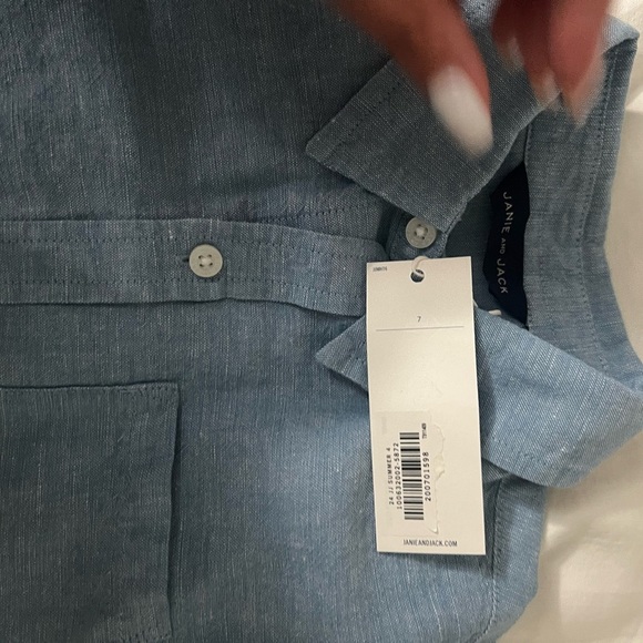 Janie and Jack Light Blue Casual Button-Down Shirt-linen size 7 NWT - Picture 5 of 8